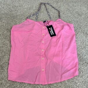 Tommy Button Front Tank Top Blouse NWT Large Pink
